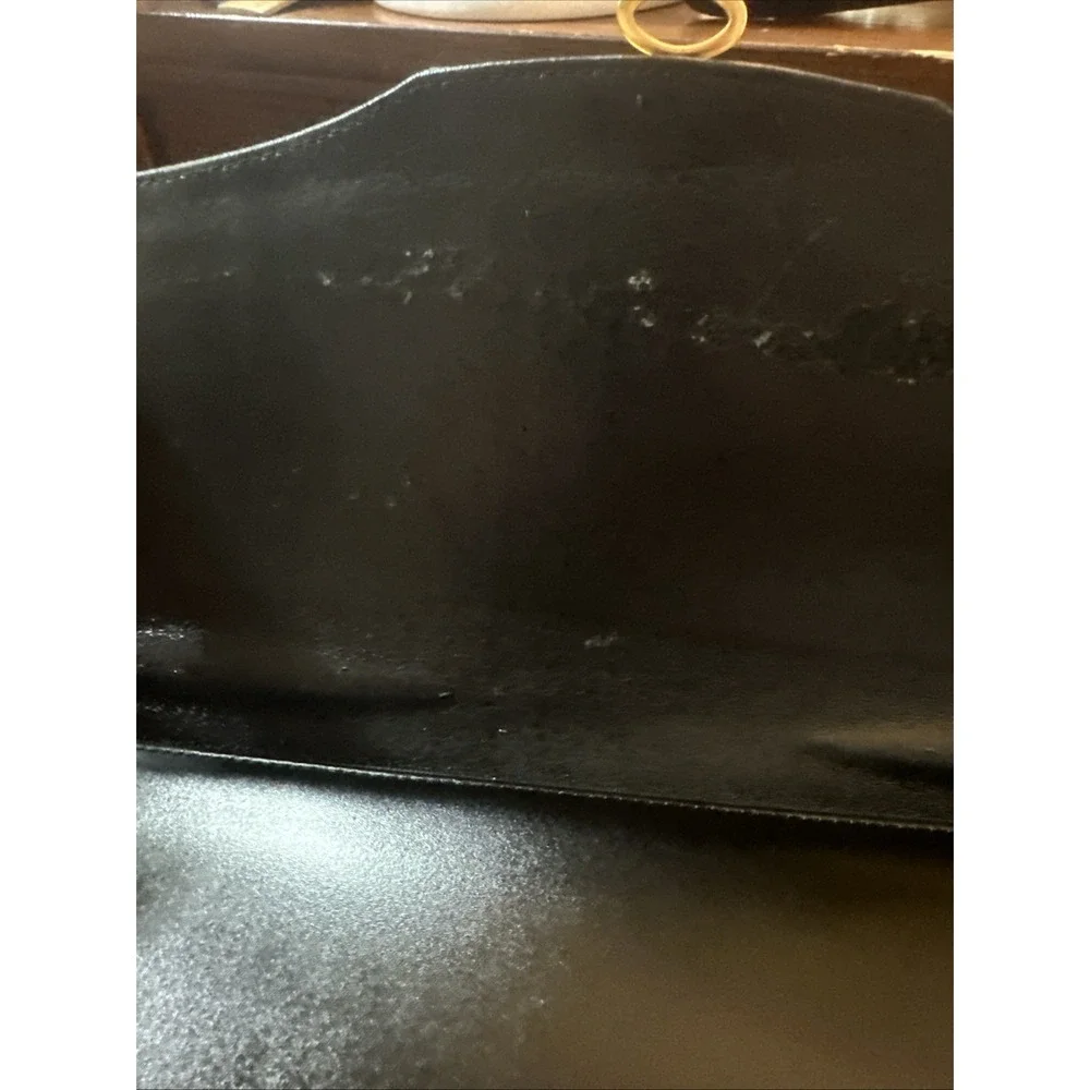 Delicato-Makay Black, Baguette Purse, Black Leather 14X7 Gold Hardware *Read